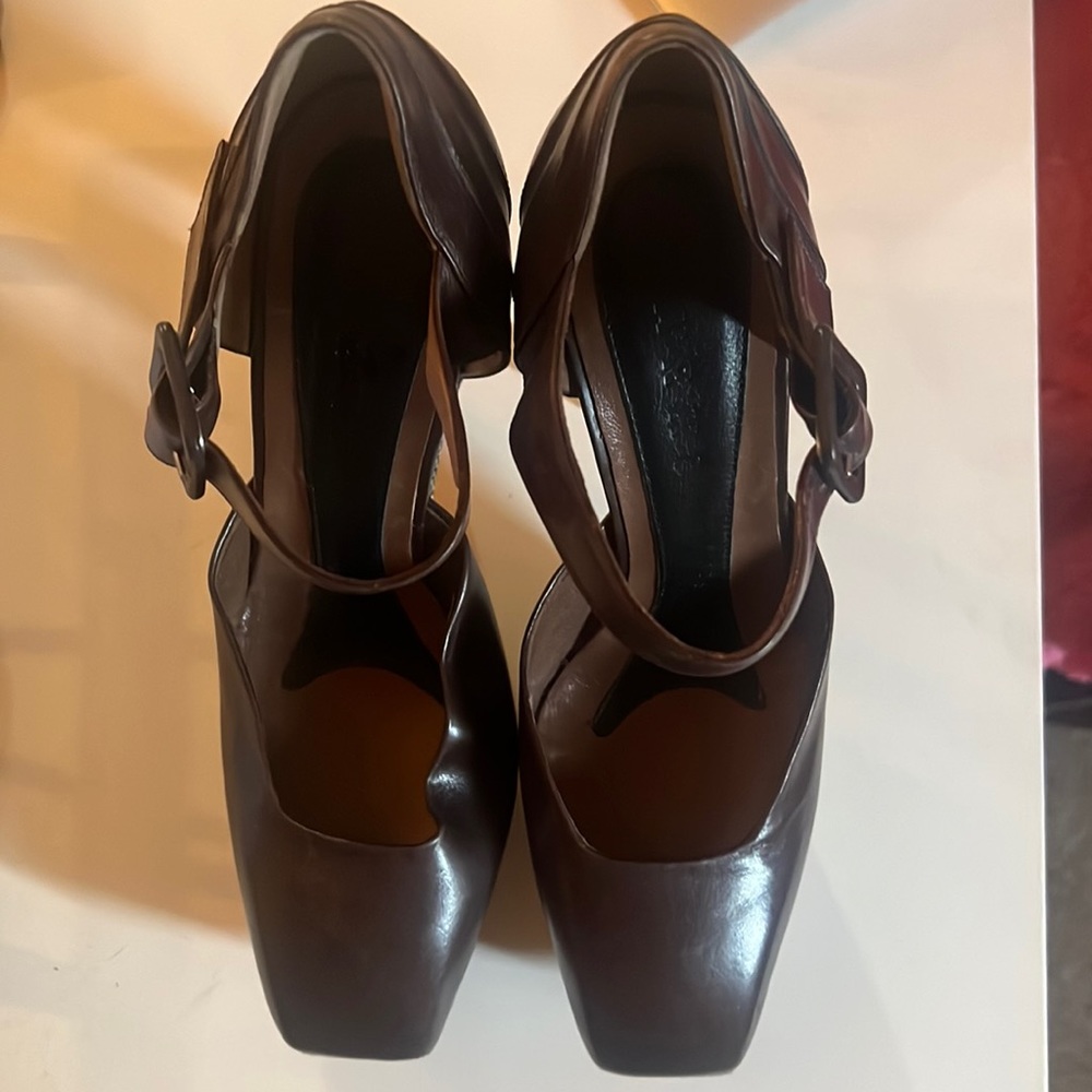 Marni 4” chocolate brown leather platform heels